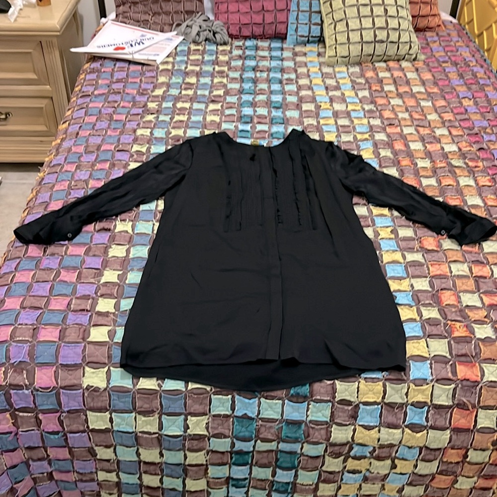 Banana Republic Black Long Sleeve Button-Down Dress with Pockets